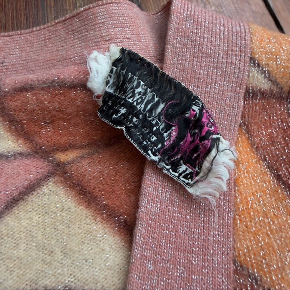 Rare vtg 60s Jacob Belle angora rabbit hair & lambswool metallic knit cardigan - Picture 7 of 11